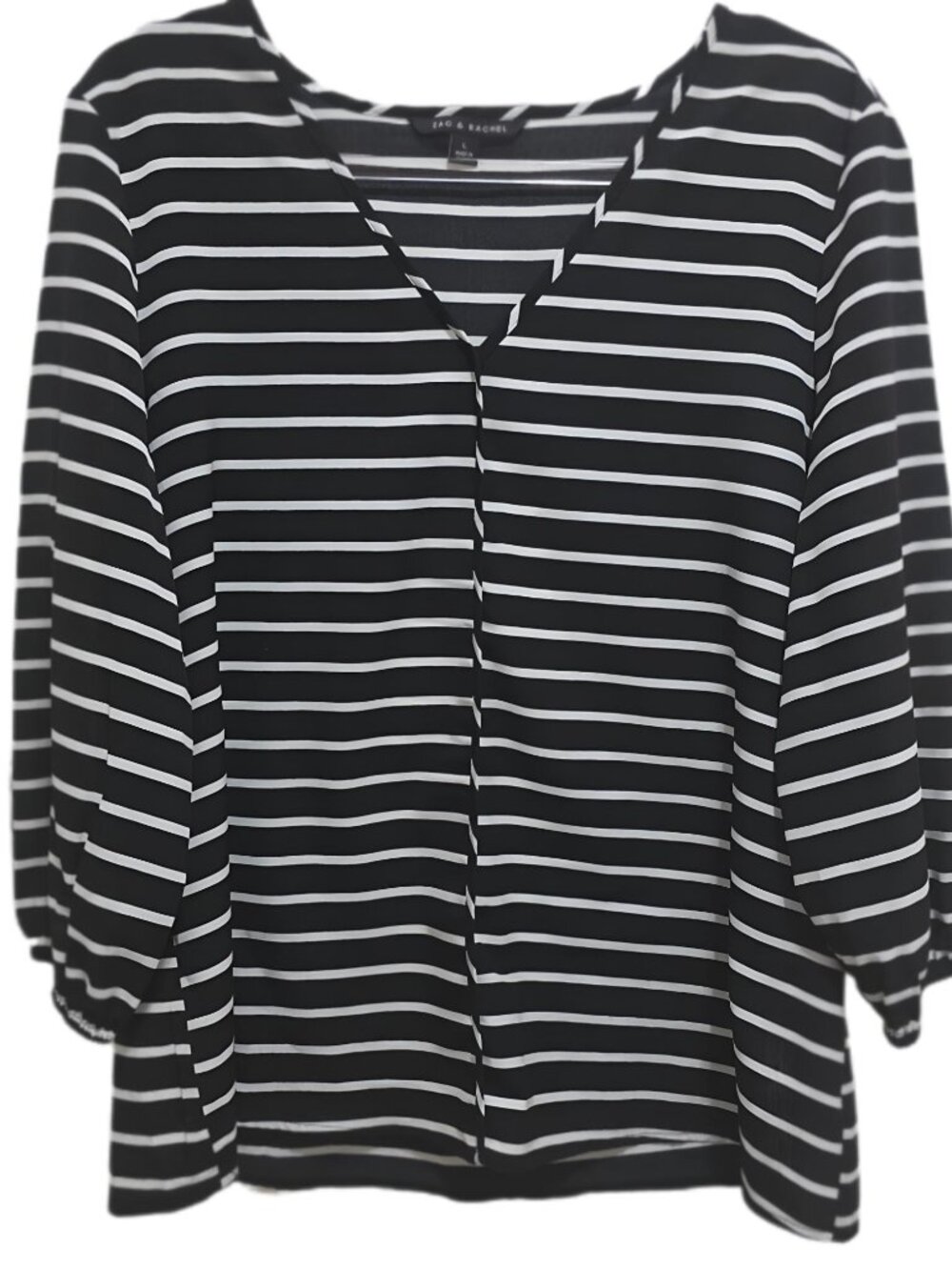 1510 Zac&Rachel Relaxed Fit V-Neck Long Sleeve Top Sz.L Women